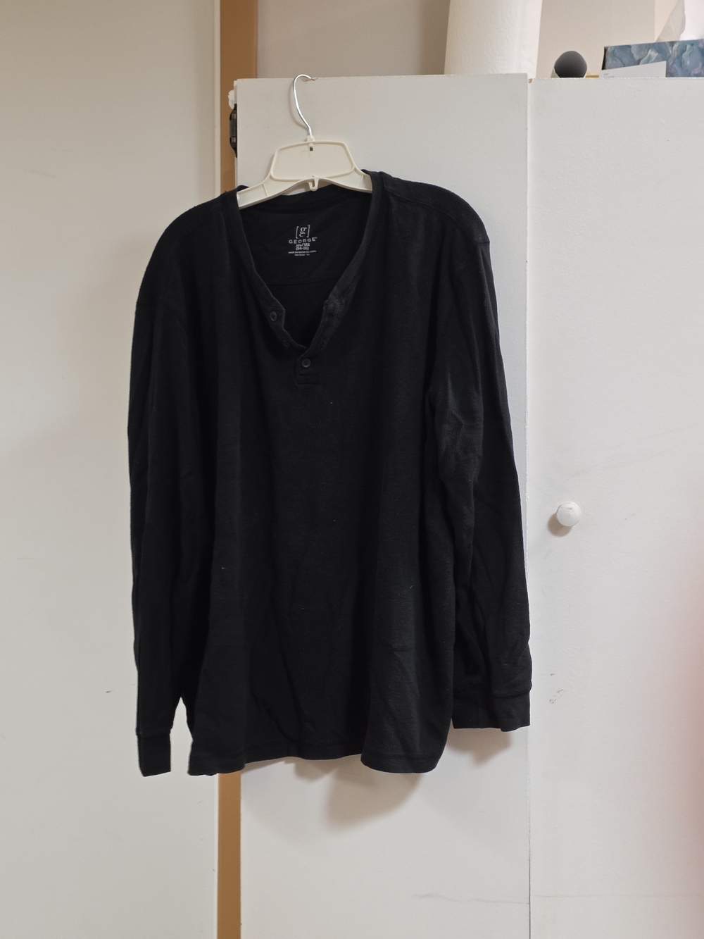 George Black Long-Sleeve Henley Shirt